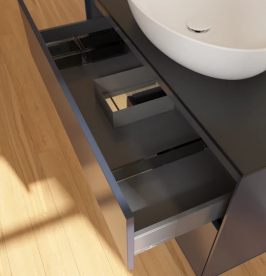 Тумба под раковину Villeroy & Boch Finion 100х50,1 см с подсветкой МДФ темно-синий матовый лак/стекло черное матовое FA12PCHG