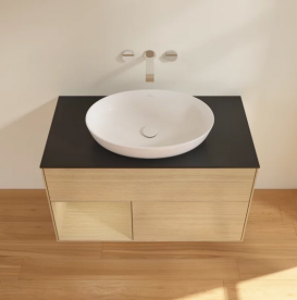 Тумба под раковину Villeroy & Boch Finion 100х50,1 см с подсветкой МДФ шпон дуба/стекло черное матовое FA12PCPC