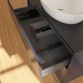 Тумба под раковину Villeroy & Boch Finion 100х50,1 см с подсветкой МДФ темно-синий матовый лак/стекло черное матовое FA12PDHG