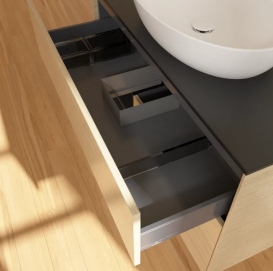 Тумба под раковину Villeroy & Boch Finion 100х50,1 см с подсветкой МДФ шпон дуба/стекло черное матовое FA12PDPC