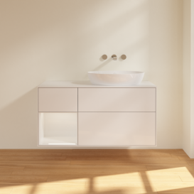 Тумба под раковину Villeroy & Boch Finion 120х50,1 см с подсветкой МДФ глянцевый белый лак/стекло белое матовое FA41GFGF