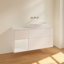 Тумба под раковину Villeroy & Boch Finion 120х50,1 см с подсветкой МДФ белый матовый лак/стекло белое матовое FA41GFMT