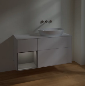 Тумба под раковину Villeroy & Boch Finion 120х50,1 см с подсветкой МДФ глянцевый белый лак/стекло белое матовое FA41GKGF