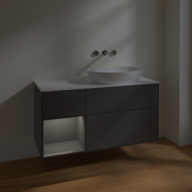 Тумба под раковину Villeroy & Boch Finion 120х50,1 см с подсветкой МДФ антрацит матовый лак/стекло белое матовое FA41GKGK
