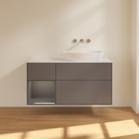 Тумба под раковину Villeroy & Boch Finion 120х50,1 см с подсветкой МДФ антрацит матовый лак/стекло белое матовое FA41GKGK