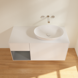 Тумба под раковину Villeroy & Boch Finion 120х50,1 см с подсветкой МДФ белый матовый лак/стекло белое матовое FA41GKMT