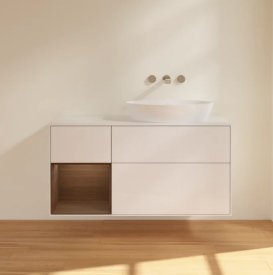 Тумба под раковину Villeroy & Boch Finion 120х50,1 см с подсветкой МДФ глянцевый белый лак/стекло белое матовое FA41GNGF