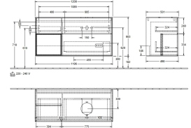 Тумба под раковину Villeroy & Boch Finion 120х50,1 см с подсветкой МДФ шпон грецкого ореха/стекло белое матовое FA41GNGN