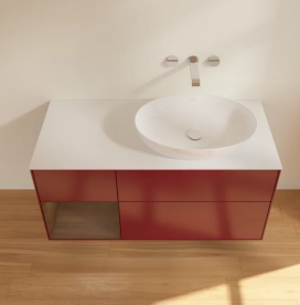 Тумба под раковину Villeroy & Boch Finion 120х50,1 см с подсветкой МДФ пион матовый лак/стекло белое матовое FA41GNHB