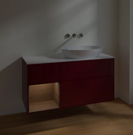 Тумба под раковину Villeroy & Boch Finion 120х50,1 см с подсветкой МДФ пион матовый лак/стекло белое матовое FA41GNHB