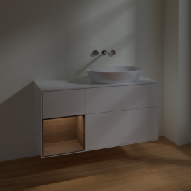 Тумба под раковину Villeroy & Boch Finion 120х50,1 см с подсветкой МДФ белый матовый лак/стекло белое матовое FA41GNMT