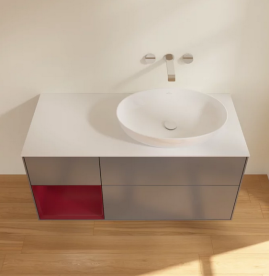 Тумба под раковину Villeroy & Boch Finion 120х50,1 см с подсветкой МДФ антрацит матовый лак/стекло белое матовое FA41HBGK