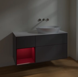 Тумба под раковину Villeroy & Boch Finion 120х50,1 см с подсветкой МДФ антрацит матовый лак/стекло белое матовое FA41HBGK