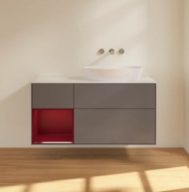 Тумба под раковину Villeroy & Boch Finion 120х50,1 см с подсветкой МДФ антрацит матовый лак/стекло белое матовое FA41HBGK