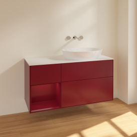 Тумба под раковину Villeroy & Boch Finion 120х50,1 см с подсветкой МДФ пион матовый лак/стекло белое матовое FA41HBHB