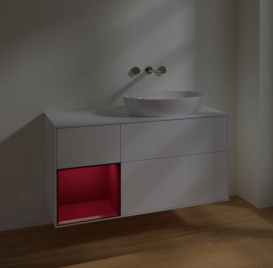 Тумба под раковину Villeroy & Boch Finion 120х50,1 см с подсветкой МДФ белый матовый лак/стекло белое матовое FA41HBMT