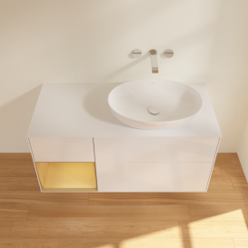 Тумба под раковину Villeroy & Boch Finion 120х50,1 см с подсветкой МДФ глянцевый белый лак/стекло белое матовое FA41HFGF