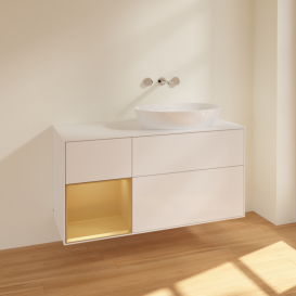 Тумба под раковину Villeroy & Boch Finion 120х50,1 см с подсветкой МДФ глянцевый белый лак/стекло белое матовое FA41HFGF