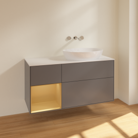 Тумба под раковину Villeroy & Boch Finion 120х50,1 см с подсветкой МДФ антрацит матовый лак/стекло белое матовое FA41HFGK