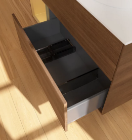 Тумба под раковину Villeroy & Boch Finion 120х50,1 см с подсветкой МДФ шпон грецкого ореха/стекло белое матовое FA41HFGN