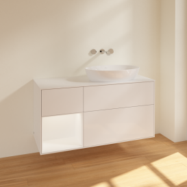 Тумба под раковину Villeroy & Boch Finion 120х50,1 см с подсветкой МДФ глянцевый белый лак/стекло белое матовое FA41MTGF