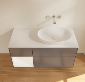 Тумба под раковину Villeroy & Boch Finion 120х50,1 см с подсветкой МДФ антрацит матовый лак/стекло белое матовое FA41MTGK