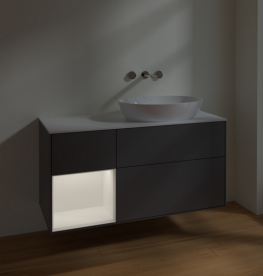 Тумба под раковину Villeroy & Boch Finion 120х50,1 см с подсветкой МДФ антрацит матовый лак/стекло белое матовое FA41MTGK