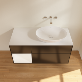 Тумба под раковину Villeroy & Boch Finion 120х50,1 см с подсветкой МДФ черный матовый лак/стекло белое матовое FA41MTPD