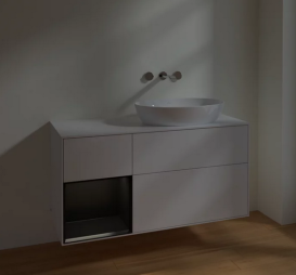 Тумба под раковину Villeroy & Boch Finion 120х50,1 см с подсветкой МДФ глянцевый белый лак/стекло белое матовое FA41PDGF