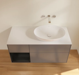 Тумба под раковину Villeroy & Boch Finion 120х50,1 см с подсветкой МДФ антрацит матовый лак/стекло белое матовое FA41PDGK