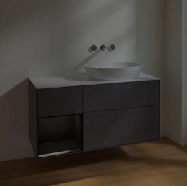 Тумба под раковину Villeroy & Boch Finion 120х50,1 см с подсветкой МДФ антрацит матовый лак/стекло белое матовое FA41PDGK