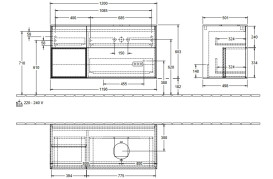 Тумба под раковину Villeroy & Boch Finion 120х50,1 см с подсветкой МДФ антрацит матовый лак/стекло белое матовое FA41PDGK