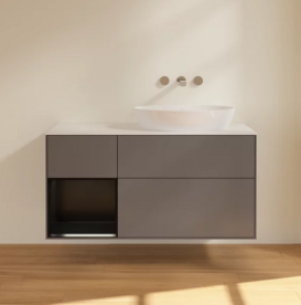 Тумба под раковину Villeroy & Boch Finion 120х50,1 см с подсветкой МДФ антрацит матовый лак/стекло белое матовое FA41PDGK