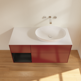 Тумба под раковину Villeroy & Boch Finion 120х50,1 см с подсветкой МДФ пион матовый лак/стекло белое матовое FA41PDHB