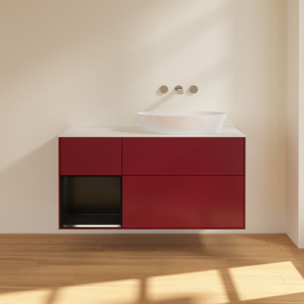 Тумба под раковину Villeroy & Boch Finion 120х50,1 см с подсветкой МДФ пион матовый лак/стекло белое матовое FA41PDHB