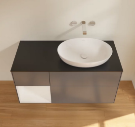 Тумба под раковину Villeroy & Boch Finion 120х50,1 см с подсветкой МДФ антрацит матовый лак/стекло черное матовое FA42GFGK