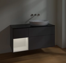 Тумба под раковину Villeroy & Boch Finion 120х50,1 см с подсветкой МДФ антрацит матовый лак/стекло черное матовое FA42GFGK