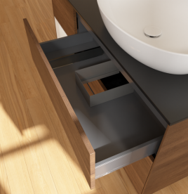 Тумба под раковину Villeroy & Boch Finion 120х50,1 см с подсветкой МДФ шпон грецкого ореха/стекло черное матовое FA42GFGN