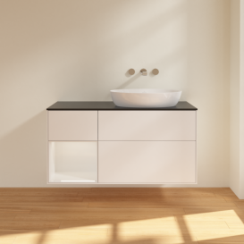 Тумба под раковину Villeroy & Boch Finion 120х50,1 см с подсветкой МДФ белый матовый лак/стекло черное матовое FA42GFMT