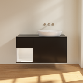 Тумба под раковину Villeroy & Boch Finion 120х50,1 см с подсветкой МДФ черный матовый лак/стекло черное матовое FA42GFPD