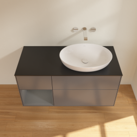 Тумба под раковину Villeroy & Boch Finion 120х50,1 см с подсветкой МДФ антрацит матовый лак/стекло черное матовое FA42GKGK