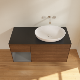 Тумба под раковину Villeroy & Boch Finion 120х50,1 см с подсветкой МДФ шпон грецкого ореха/стекло черное матовое FA42GKGN