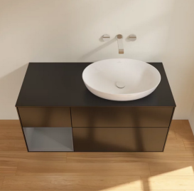 Тумба под раковину Villeroy & Boch Finion 120х50,1 см с подсветкой МДФ черный матовый лак/стекло черное матовое FA42GKPD