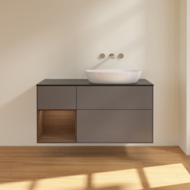 Тумба под раковину Villeroy & Boch Finion 120х50,1 см с подсветкой МДФ антрацит матовый лак/стекло черное матовое FA42GNGK