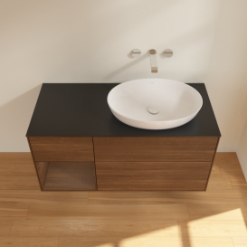 Тумба под раковину Villeroy & Boch Finion 120х50,1 см с подсветкой МДФ шпон грецкого ореха/стекло черное матовое FA42GNGN