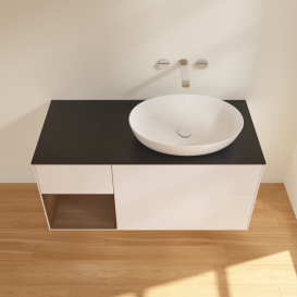 Тумба под раковину Villeroy & Boch Finion 120х50,1 см с подсветкой МДФ белый матовый лак/стекло черное матовое FA42GNMT