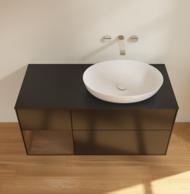 Тумба под раковину Villeroy & Boch Finion 120х50,1 см с подсветкой МДФ черный матовый лак/стекло черное матовое FA42GNPD