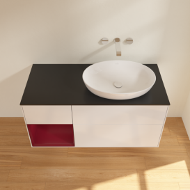 Тумба под раковину Villeroy & Boch Finion 120х50,1 см с подсветкой МДФ глянцевый белый лак/стекло черное матовое FA42HBGF