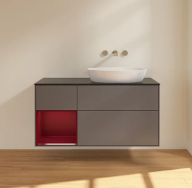 Тумба под раковину Villeroy & Boch Finion 120х50,1 см с подсветкой МДФ антрацит матовый лак/стекло черное матовое FA42HBGK