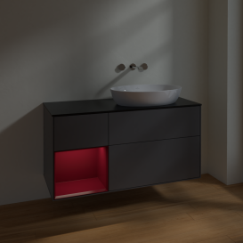 Тумба под раковину Villeroy & Boch Finion 120х50,1 см с подсветкой МДФ антрацит матовый лак/стекло черное матовое FA42HBGK